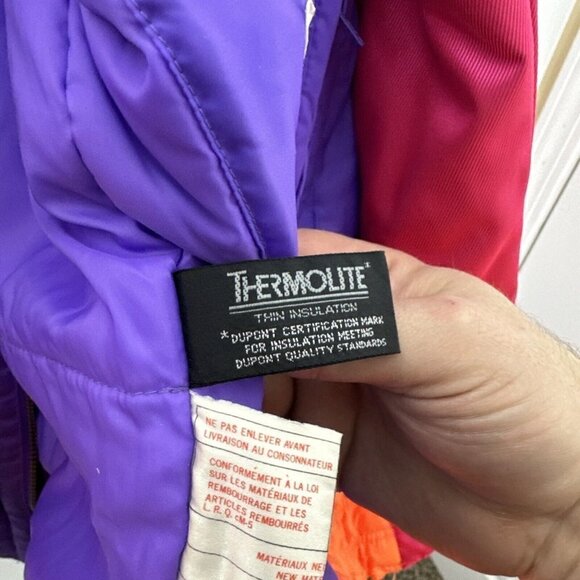 Vintage 80s 90s Neon Coltech Woman 10 L  Ski Jacket Coat Rad Pink Retro Orange - Picture 11 of 11